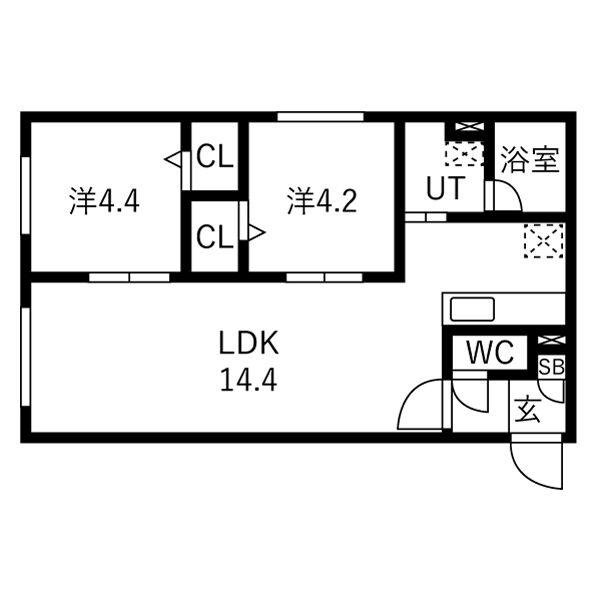 FODERA IMPERIAL24軒(2LDK/2階)の間取り写真