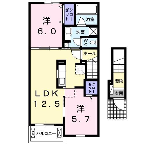 ヴィオーラ御園(2LDK/2階)の間取り写真