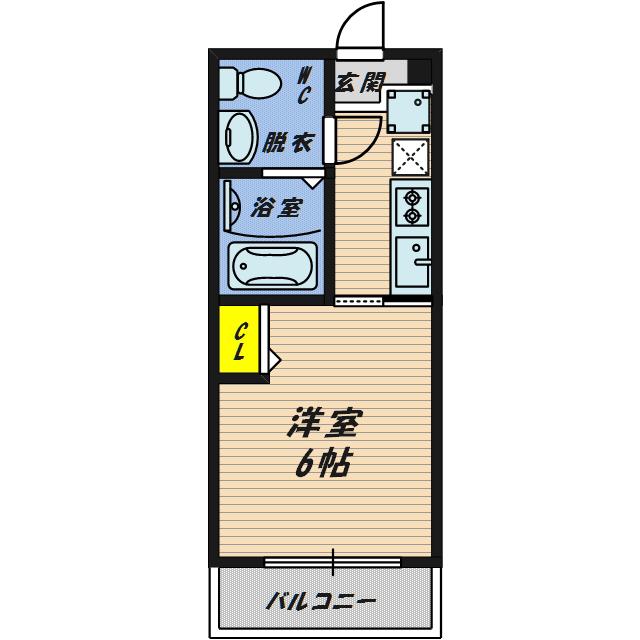 ルミエール鶴見緑地(1K/2階)の間取り写真