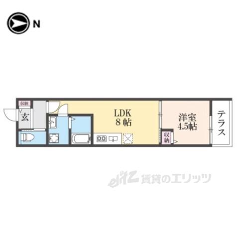クレアール東岡町(1LDK/1階)の間取り写真