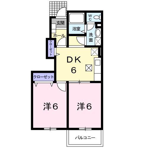 キャピタル広瀬 III(2DK/1階)の間取り写真