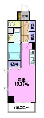 ラミューズ宇都宮(1K/5階)の間取り写真