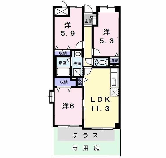 サンパティーク(3LDK/1階)の間取り写真