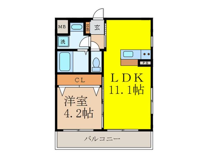CASA VI(1LDK/3階)の間取り写真