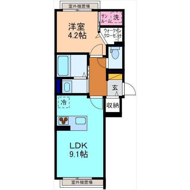 レヴェリー下本多町(1LDK/2階)の間取り写真