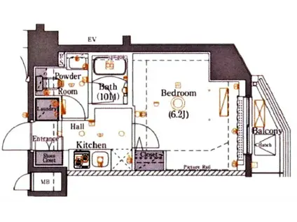 AZEST亀有(1K/6階)の間取り写真