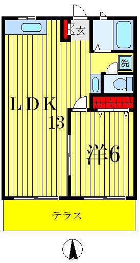 グリーンハイツ(1LDK/1階)の間取り写真
