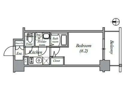 エスリード難波ザ・メゾン(1K/2階)の間取り写真