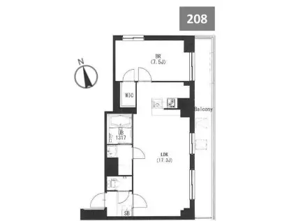 エスティメゾン都立大学(1LDK/2階)の間取り写真