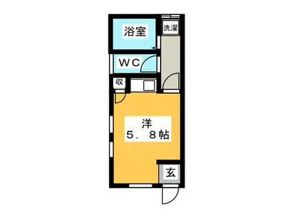 シェルブルー(ワンルーム/1階)の間取り写真