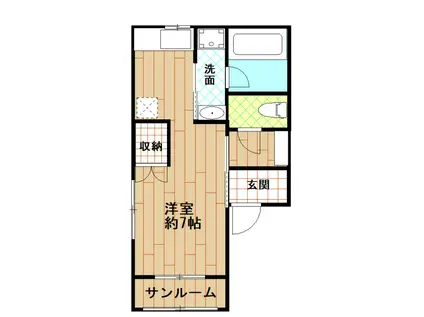 マリンハイツ(ワンルーム/2階)の間取り写真