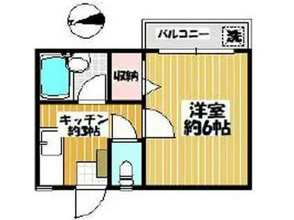 ハイツブリック(1K/2階)の間取り写真