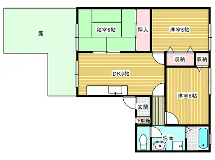 ウィンディア穴生(3LDK/1階)の間取り写真