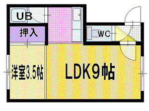 ベルツリー(1LDK/2階)の間取り写真