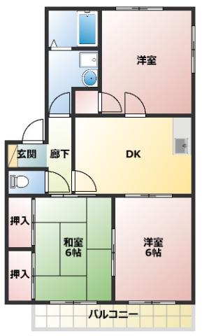 パストラルますだ B(3DK/2階)の間取り写真