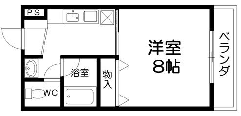 フルーレ伊勢(1K/1階)の間取り写真