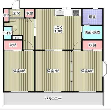 ロイヤルプラザ高田(3LDK/1階)の間取り写真
