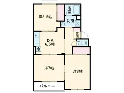 トリヴァンベール美船A(3DK/2階)の間取り写真