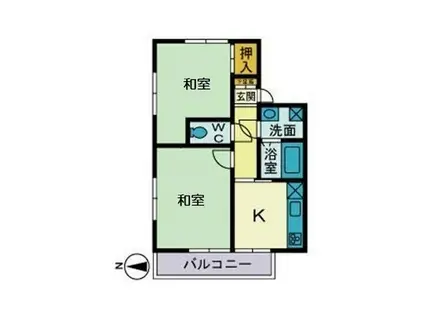 フラットIII(2DK/2階)の間取り写真