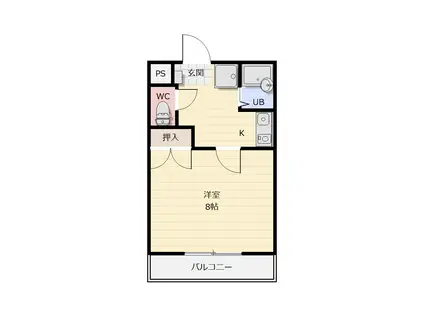 東尾道サクラビル(1K/4階)の間取り写真