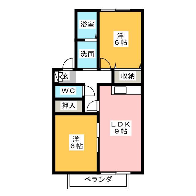 アヴァンセA(2LDK/2階)の間取り写真