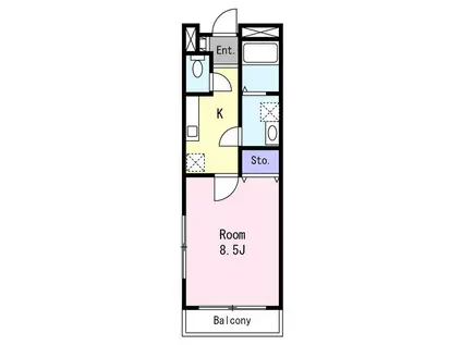 フォレストハイム(1K/1階)の間取り写真