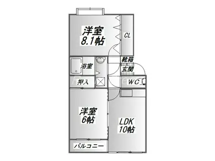 ベルリーフI(2LDK/2階)の間取り写真
