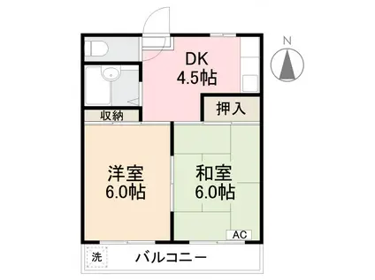 サンハイツ茜II(2DK/3階)の間取り写真