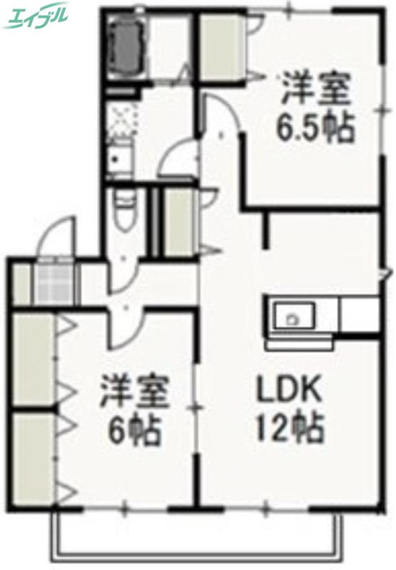 リジョイスタウンB(2LDK/2階)の間取り写真
