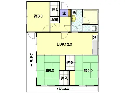 本多マンション(3LDK/2階)の間取り写真