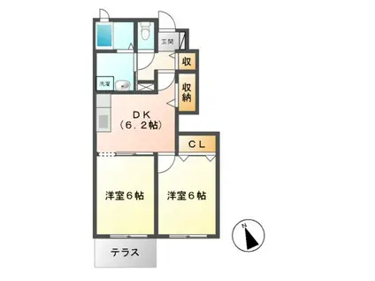 ベル・パラッツオ(2DK/1階)の間取り写真