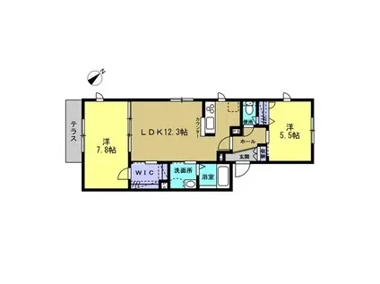 クレスト(2LDK/2階)の間取り写真