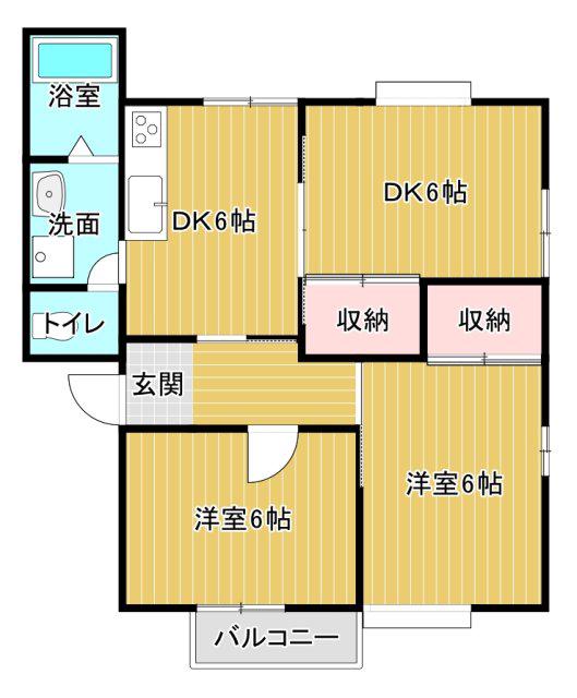 コスミック富塚(3DK/2階)の間取り写真