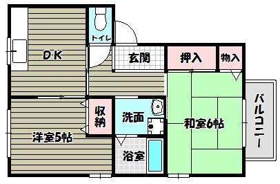 サンフル狭山(2DK/2階)の間取り写真