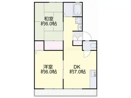 ウインディア湊II(2DK/2階)の間取り写真