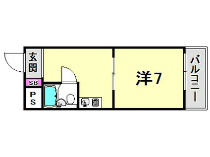 サンハイツ白鳩I(ワンルーム/2階)の間取り写真