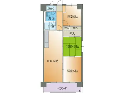 パルテノン(3LDK/4階)の間取り写真