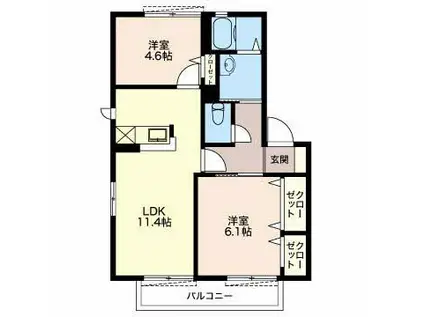 パールハイツA(2LDK/2階)の間取り写真