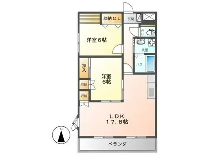 サン・フォレスト花の木A棟(2LDK/2階)の間取り写真