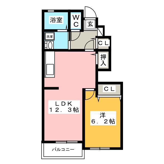 マッシモ勝佐(1LDK/1階)の間取り写真