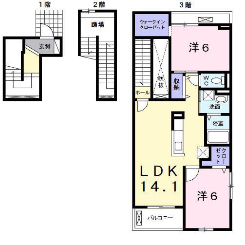 モデナポートII(2LDK/3階)の間取り写真