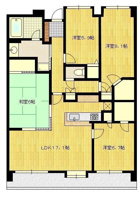 エバーライフ佐賀城内 803(4LDK/8階)の間取り写真