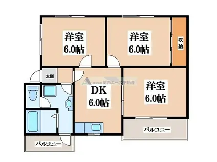 ブルーハイツ(3DK/2階)の間取り写真