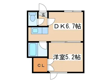 ノースキャピタルA(1DK/1階)の間取り写真