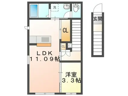 RAMBLE A棟(1LDK/2階)の間取り写真