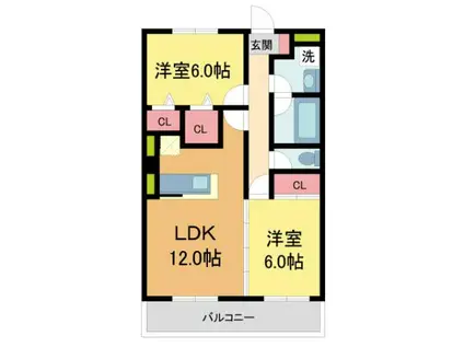 アーバンステージ(2LDK/3階)の間取り写真