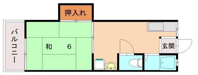 シャトル安部(1K/2階)の間取り写真
