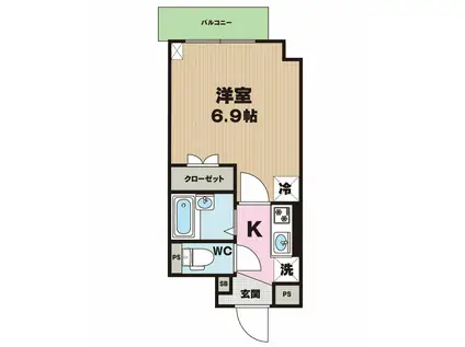 大宮プラザH(1K/4階)の間取り写真