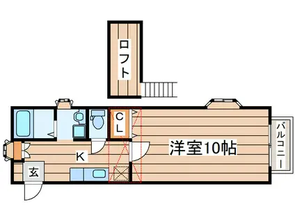 サンガーデンIII(1K/2階)の間取り写真