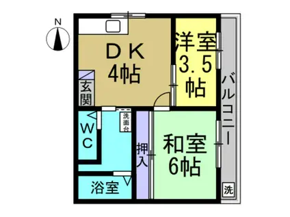 セントラルマンション(2DK/3階)の間取り写真